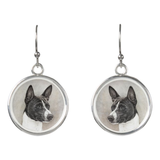 Basenji Hound Art Earrings (Front)