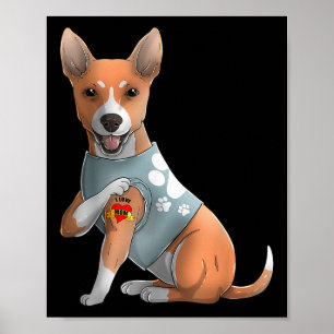Basenji I Love Mom Tattoo Dog Shirt Funny Mothers  Poster