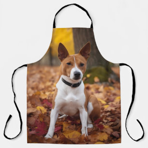 Basenji in Autumn Leaves Fall Inspire  Apron