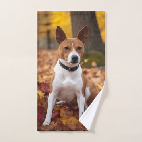 Basenji in Autumn Leaves Fall Inspire  Bath Towel Set