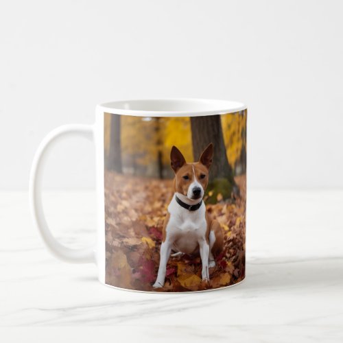 Basenji in Autumn Leaves Fall Inspire  Coffee Mug