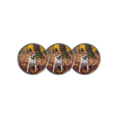 Basenji in Autumn Leaves Fall Inspire  Golf Ball Marker