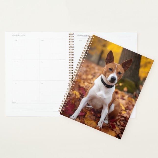 Basenji in Autumn Leaves Fall Inspire  Planner (Display)