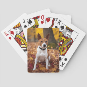 Basenji in Autumn Leaves Fall Inspire Poker Cards