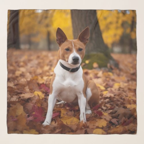 Basenji in Autumn Leaves Fall Inspire  Scarf