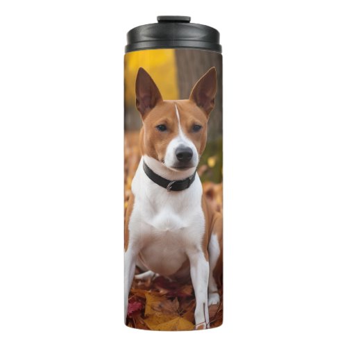 Basenji in Autumn Leaves Fall Inspire  Thermal Tumbler