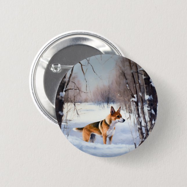 Basenji Let It Snow Christmas  Button (Front & Back)