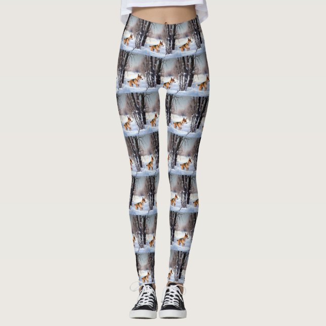 Basenji Let It Snow Christmas  Leggings (Front)