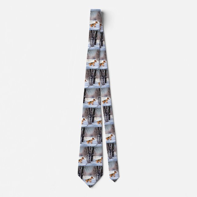 Basenji Let It Snow Christmas  Neck Tie (Front)