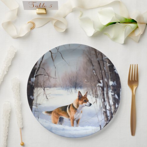 Basenji Let It Snow Christmas  Paper Plates