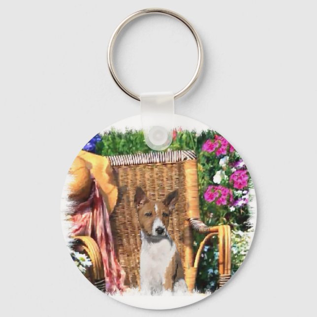 Basenji Lovers Art Gifts Keychain (Front)