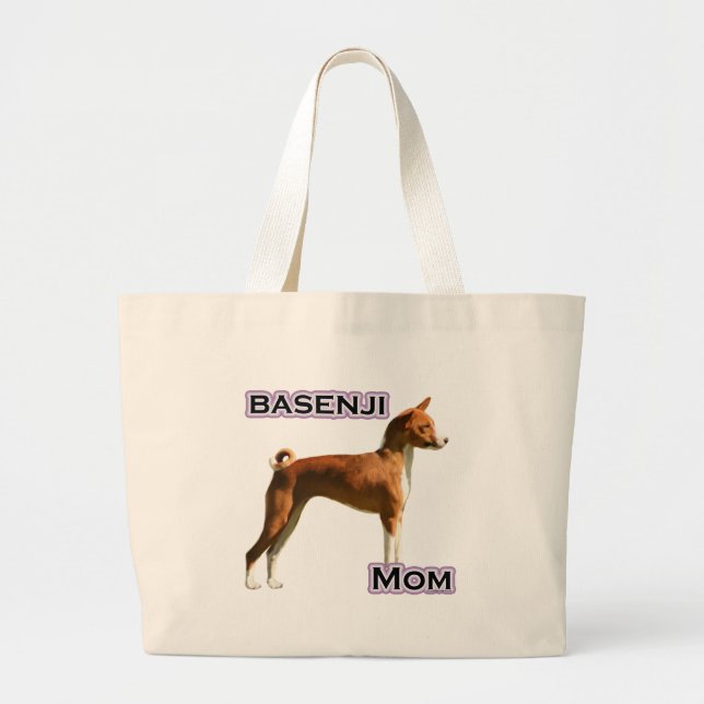Basenji Mom 4 Large Tote Bag (Front)