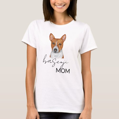 Basenji Mom Cute Watercolor Dog lover   T_Shirt