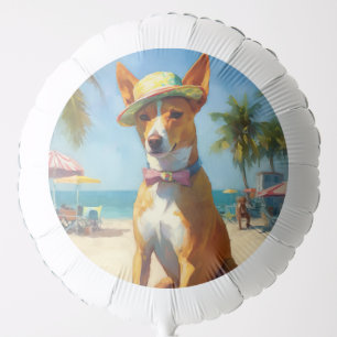 Basenji  on Beach, summer gift for dog lovers  Balloon