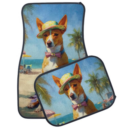 Basenji  on Beach summer gift for dog lovers  Car Floor Mat