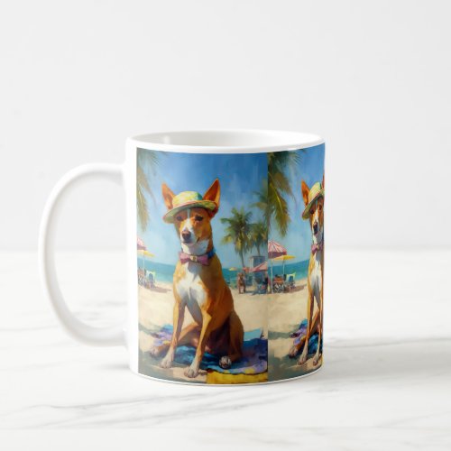 Basenji  on Beach summer gift for dog lovers  Coffee Mug