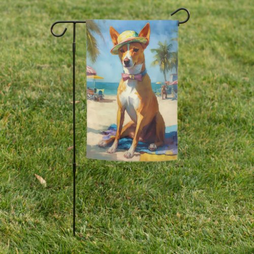 Basenji  on Beach summer gift for dog lovers  Garden Flag