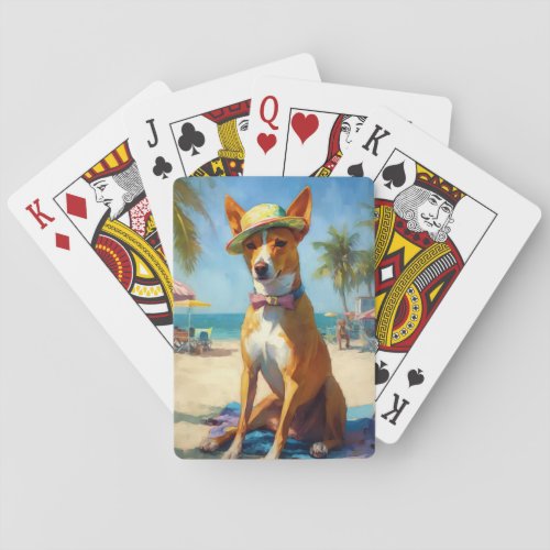 Basenji  on Beach summer gift for dog lovers  Playing Cards