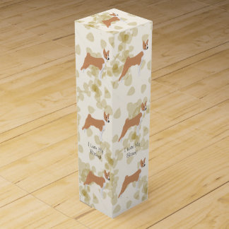 Basenji on Tan Leaves Wine Gift Box