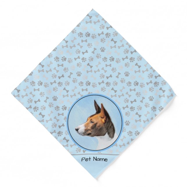 Basenji Painting Chestnut Red Brindle Cute Dog Art Bandana (Front)