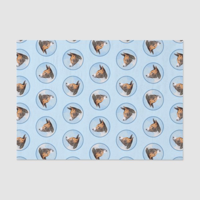 Basenji Painting Chestnut Red Brindle Cute Dog Art Tissue Paper (Front)