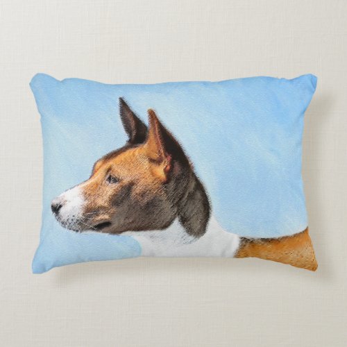 Basenji Painting _ Cute Original Art Accent Pillow