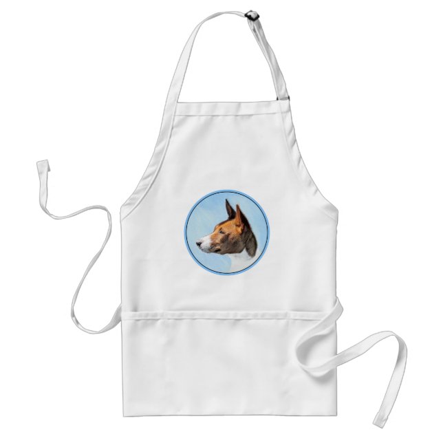Basenji Painting - Cute Original Art Adult Apron (Front)