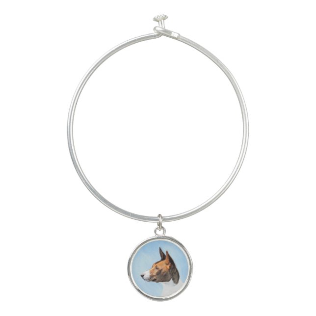 Basenji Painting - Cute Original Art Bangle Bracelet (Front)