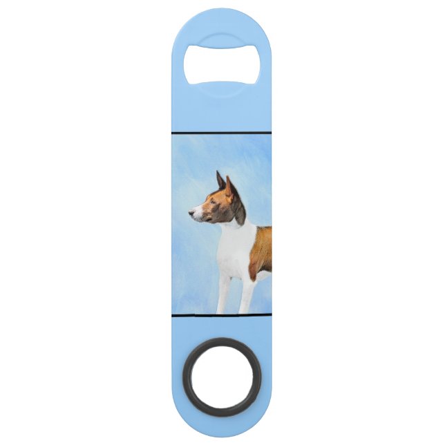 Basenji Painting - Cute Original Art Bar Key (Back)