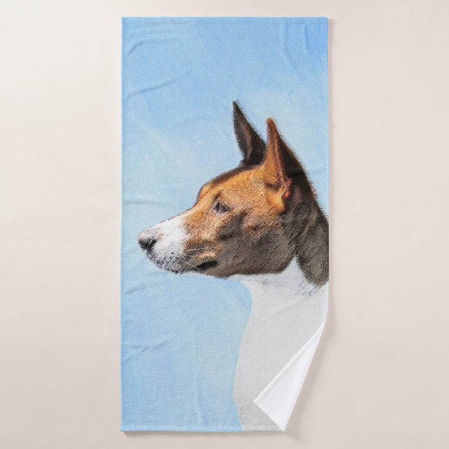 Basenji Painting - Cute Original Art Bath Towel Set (Bath Towel)