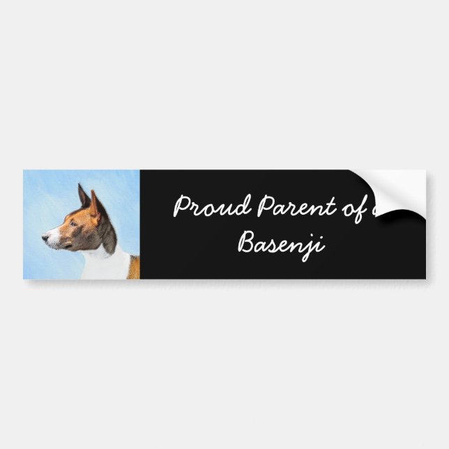 Basenji Painting - Cute Original Art Bumper Sticker (Front)