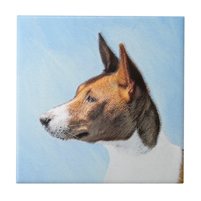 Basenji Painting - Cute Original Art Ceramic Tile (Front)