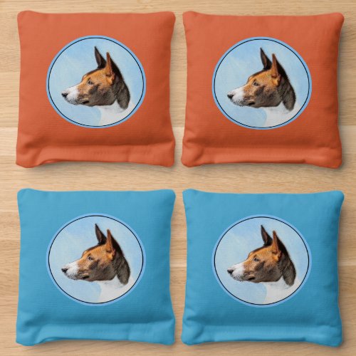 Basenji Painting _ Cute Original Art Cornhole Bags