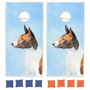 Basenji Painting - Cute Original Art Cornhole Set