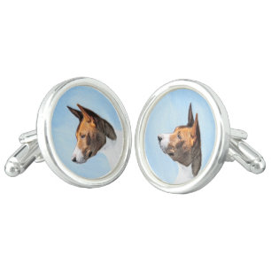 Basenji Painting - Cute Original Art Cufflinks