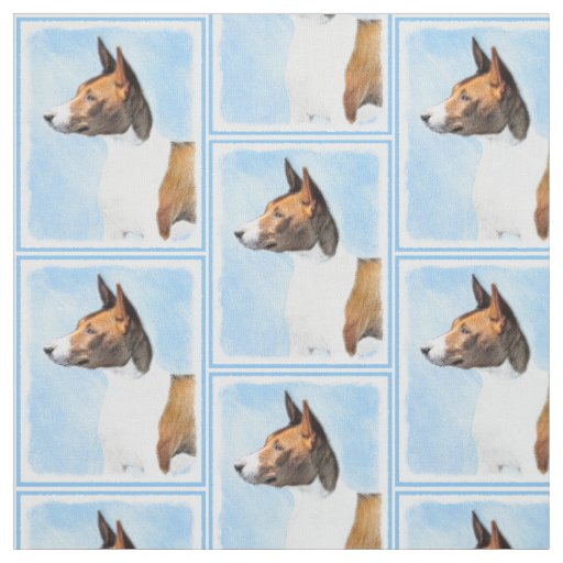 Basenji Painting - Cute Original Art Fabric
