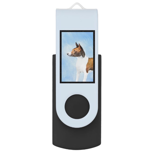 Basenji Painting - Cute Original Art Flash Drive (Front Vertical)