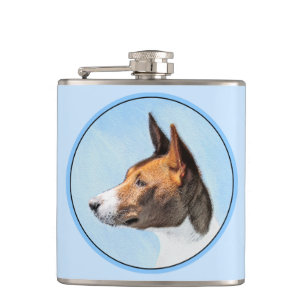 Basenji Painting - Cute Original Art Flask