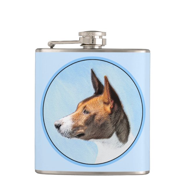 Basenji Painting - Cute Original Art Flask (Front)