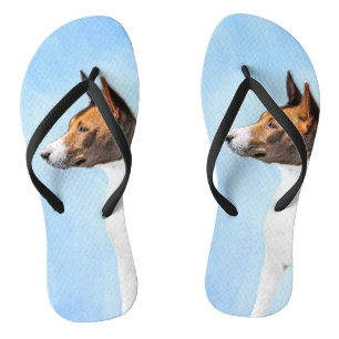Basenji Painting - Cute Original Art Flip Flops