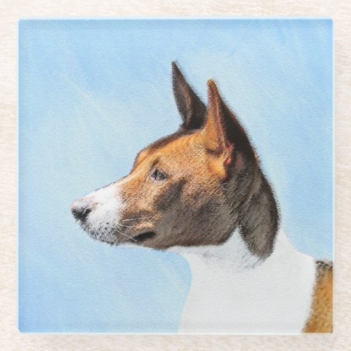 Basenji Painting _ Cute Original Art Glass Coaster