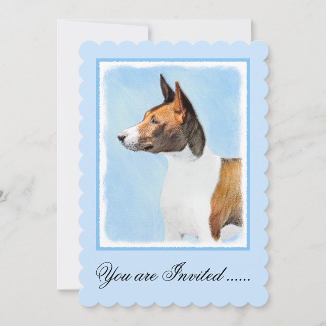 Basenji Painting - Cute Original Art Invitation (Front)