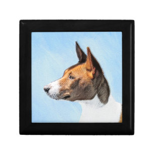 Basenji Painting - Cute Original Art Keepsake Box