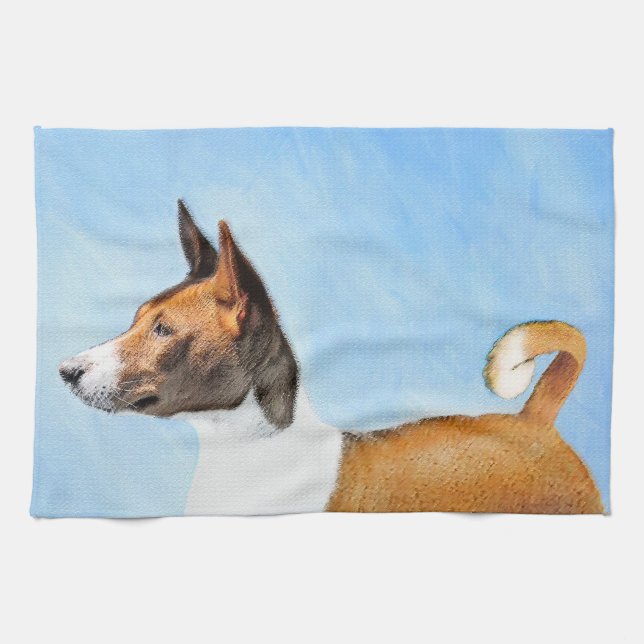 Basenji Painting - Cute Original Art Kitchen Towel (Horizontal)