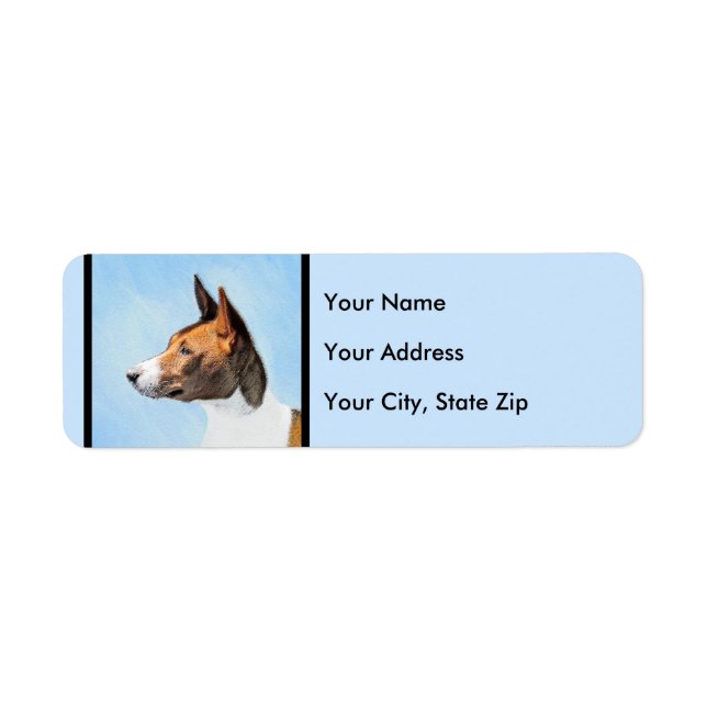 Basenji Painting - Cute Original Art Label (Front)