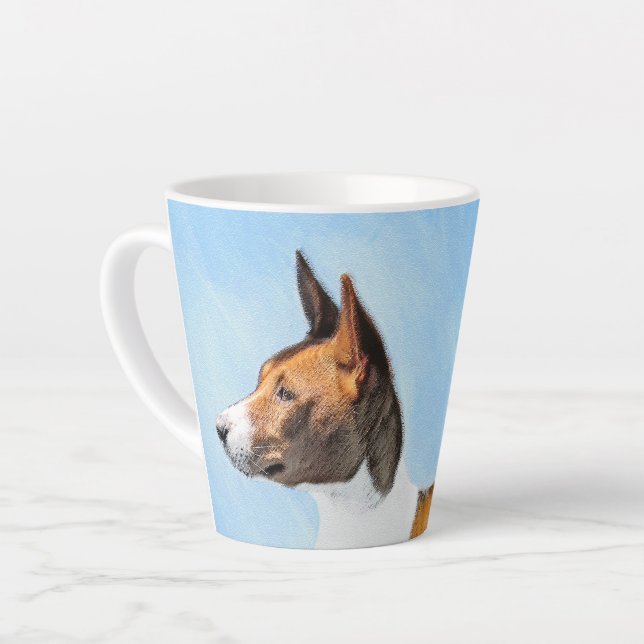 Basenji Painting - Cute Original Art Latte Mug (Left Angle)