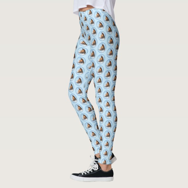 Basenji Painting - Cute Original Art Leggings (Left)