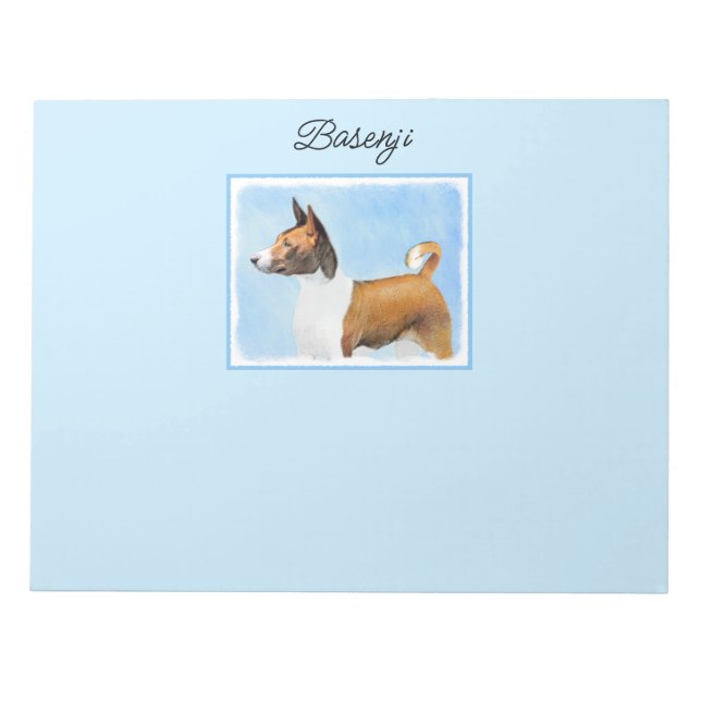 Basenji Painting - Cute Original Art Notepad (Front)