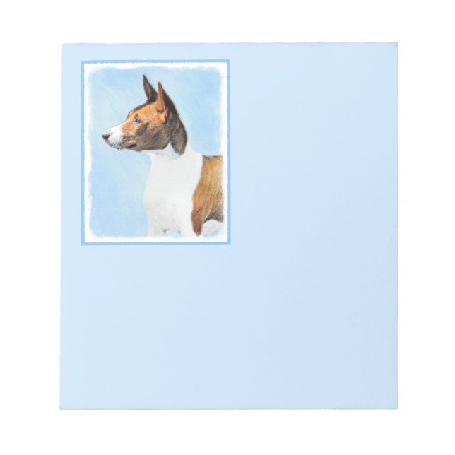 Basenji Painting - Cute Original Art Notepad (Front)