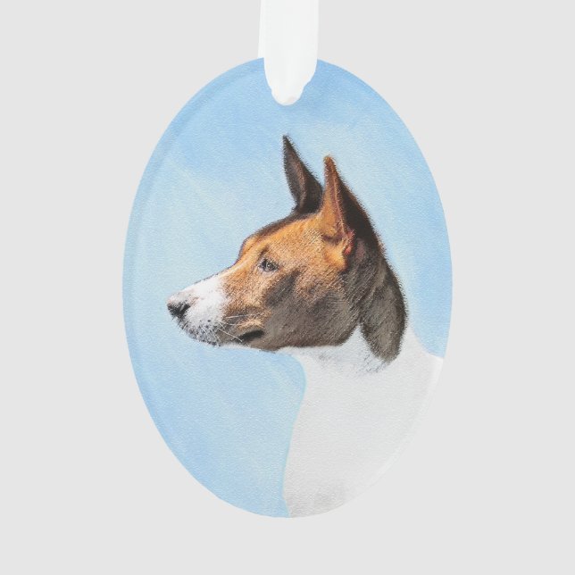 Basenji Painting - Cute Original Art Ornament (Back)